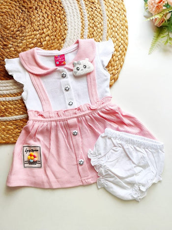 Kids Frocks- Pink and White