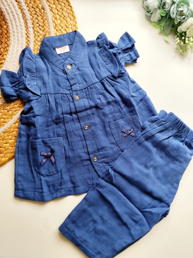 Muslin Co-Ord Set- Denim Blue