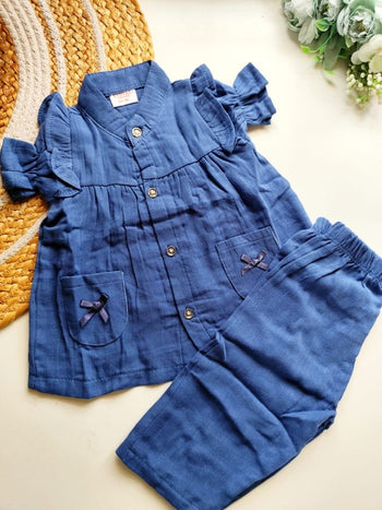 Muslin Co-Ord Set- Denim Blue