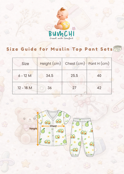 Muslin Half Sleeves Pant Set - Avocado