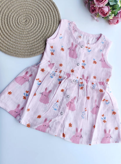 Muslin Frock - Pink Bunny