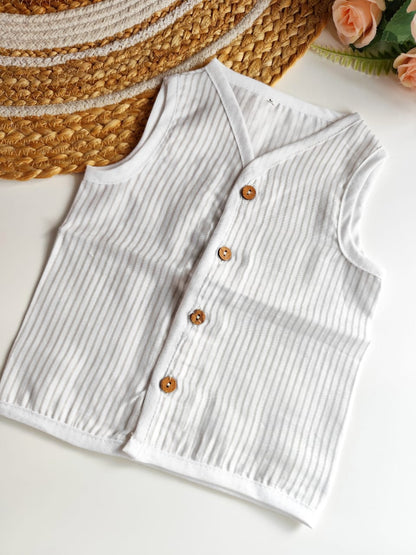 Muslin Striped Jablas - White