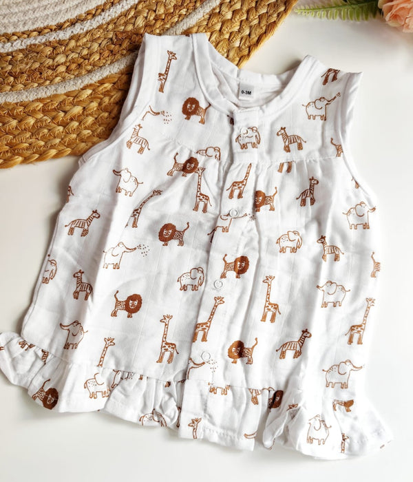 Muslin Frill Frock - Animals