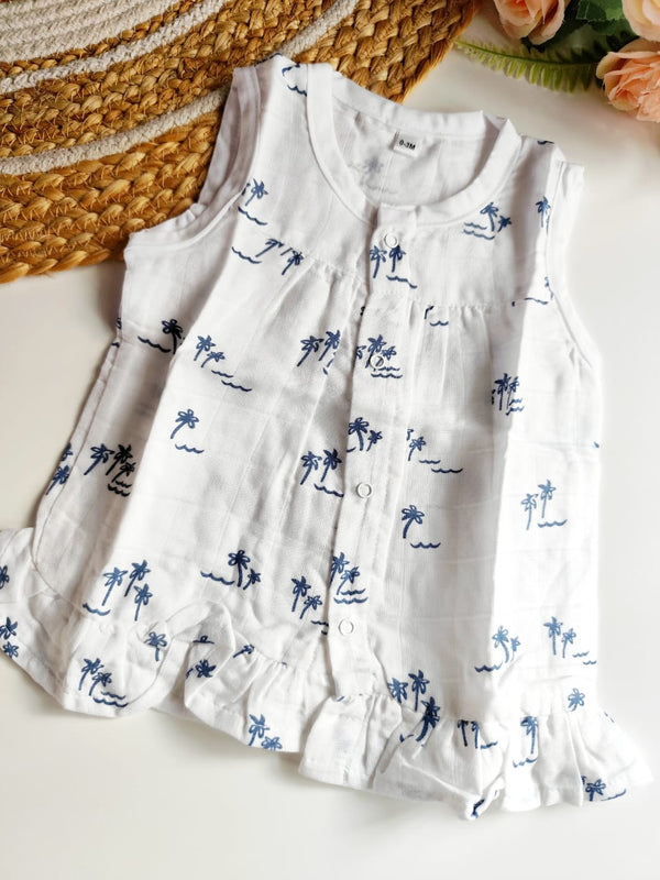 Muslin Frill Frock - Trees