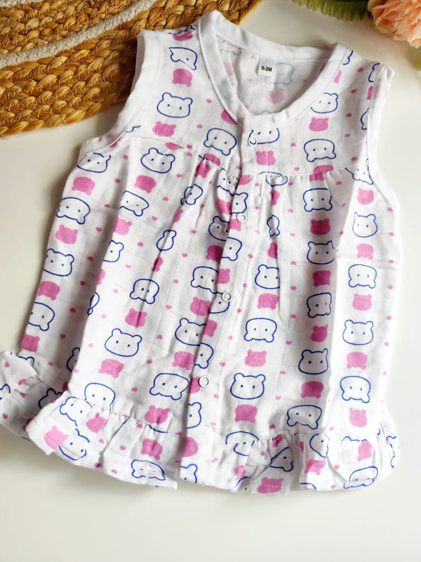 Muslin Frill Frock - Bear Doodle