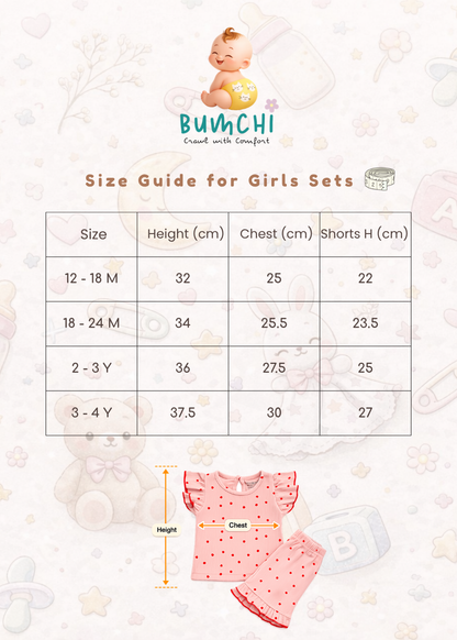 Girls Ribbed Co Ord Set - Red Hearts
