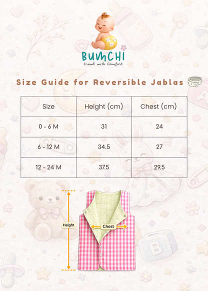 Muslin Reversible Jabla - Beige & Blue Checks