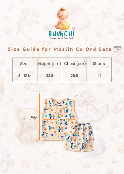 Muslin Sleeveless Co Ord Set - Blue Balloon