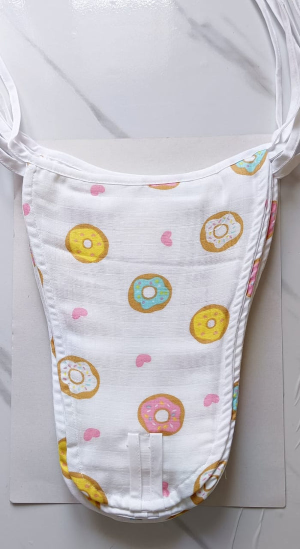 White Muslin Nappy - Donut Print (0 - 3 M) - 5 Layered