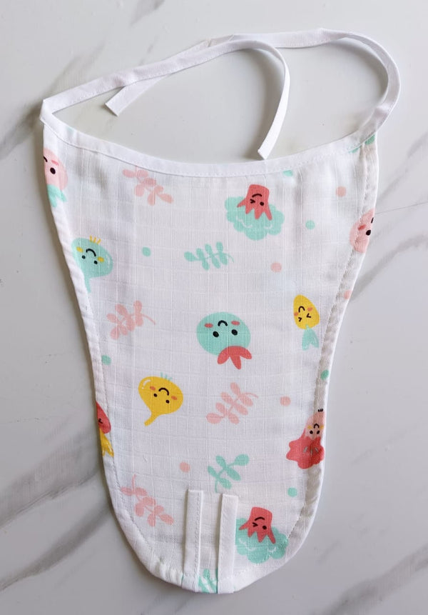 White Muslin Nappy - Vegetable Print (0 - 3 M) - 5 Layered