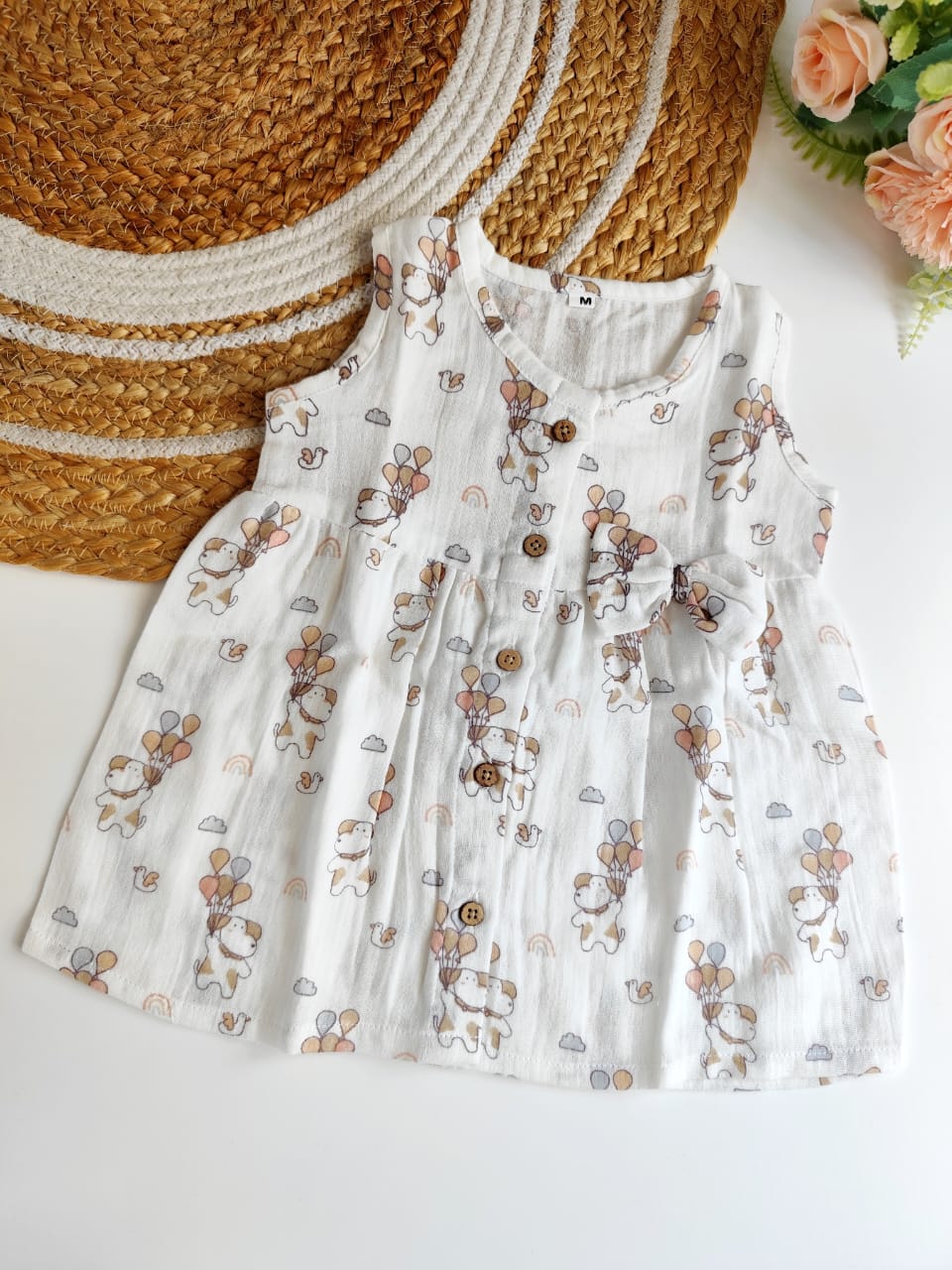 Muslin Hip Cut Frock - Puppy