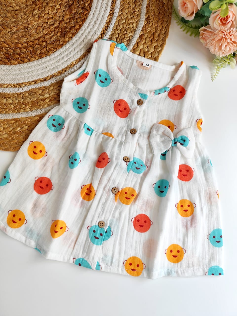 Muslin Hip Cut Frock - Smiley