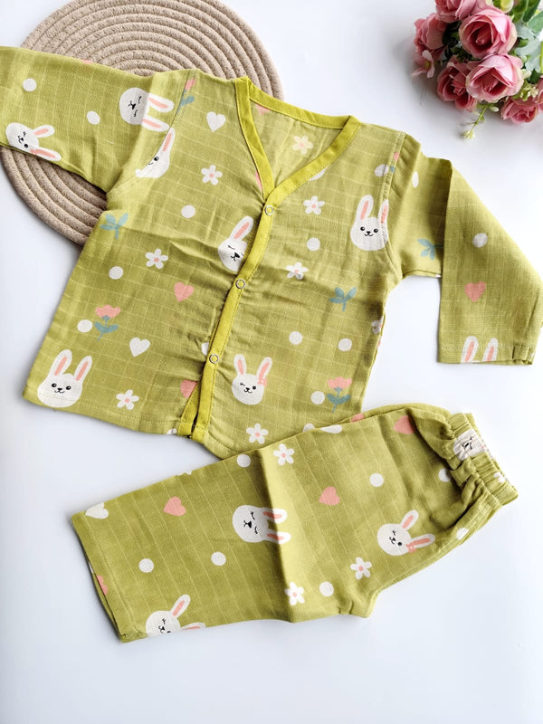 Colored Night Suit - Green Bunny