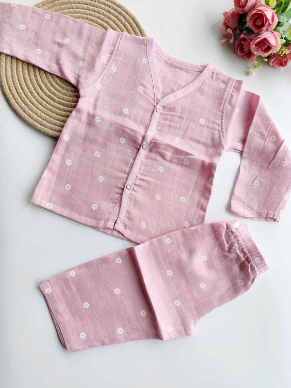 Colored Night Suit - Pink Floral