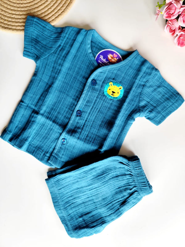 Muslin Co Ord Set - Teal Blue
