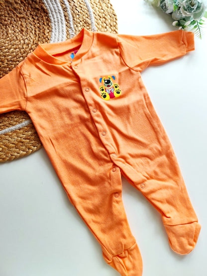 Jumpsuit - Orange Playful Bear
