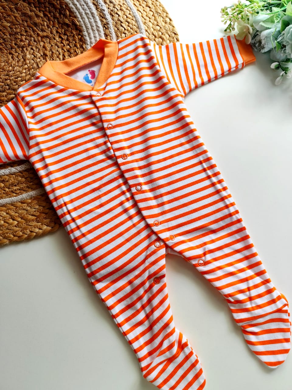 Jumpsuit - Orange and White Stripes