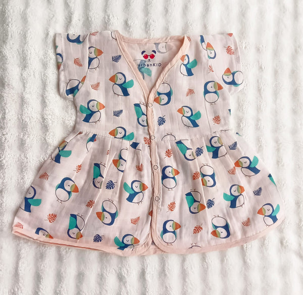 Muslin Frock - Puffin Print