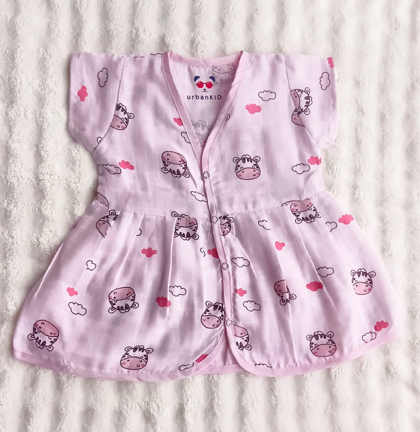 Baby Frock - Pink Zebra & Cloud Print