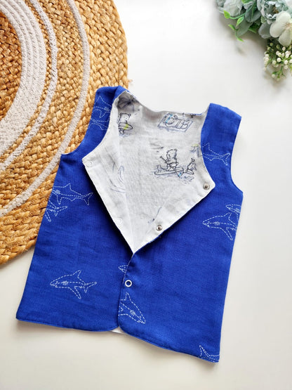 Muslin Reversible Jabla - Shark