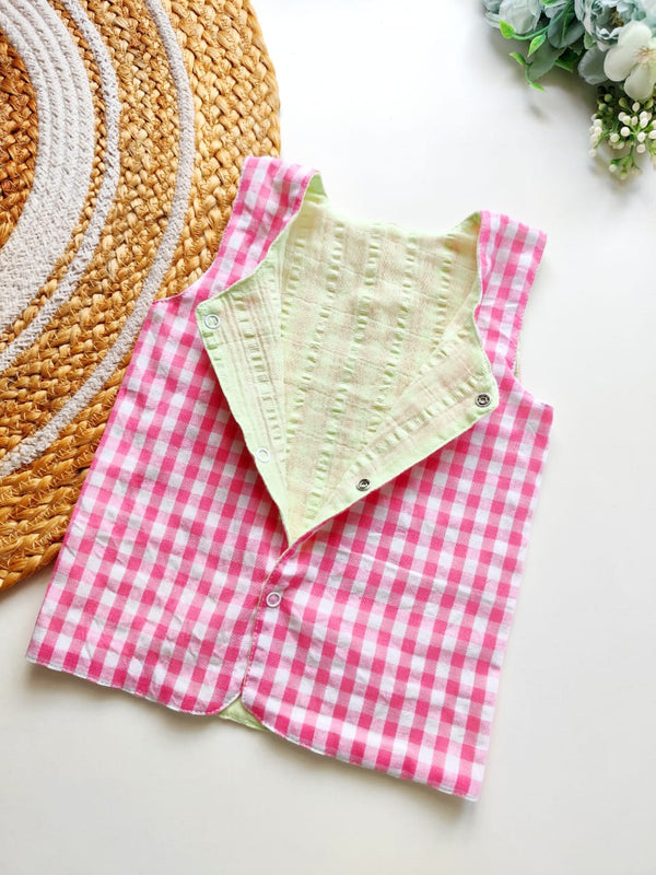 Muslin Reversible Jabla - Pink Gingham