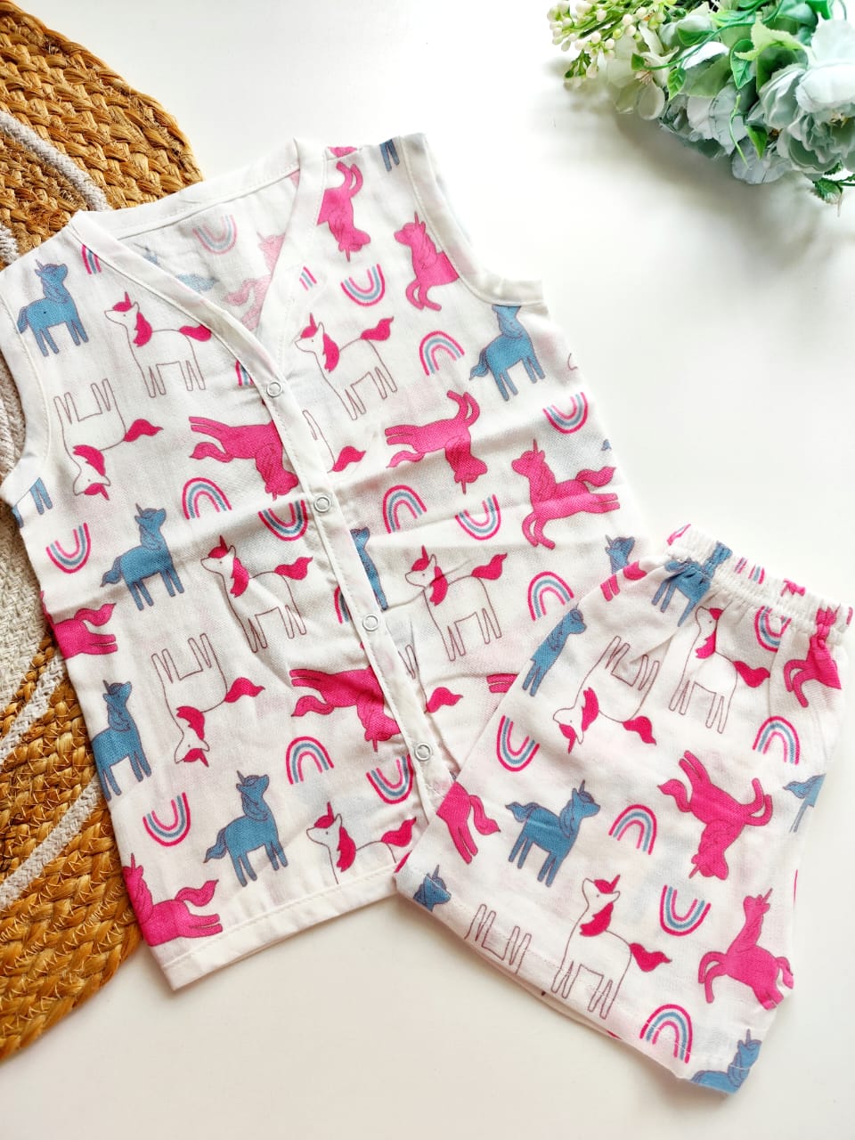 Muslin Co Ord - Unicorn Rainbow