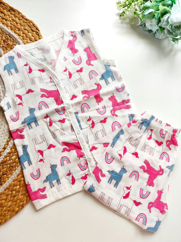 Muslin Co Ord - Unicorn Rainbow