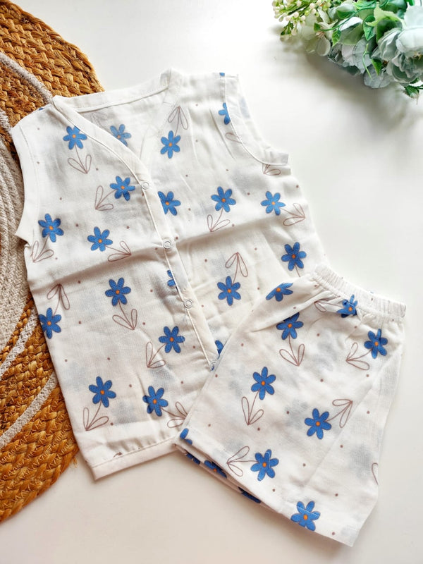 Muslin Co Ord - Blue Ditsy Floral
