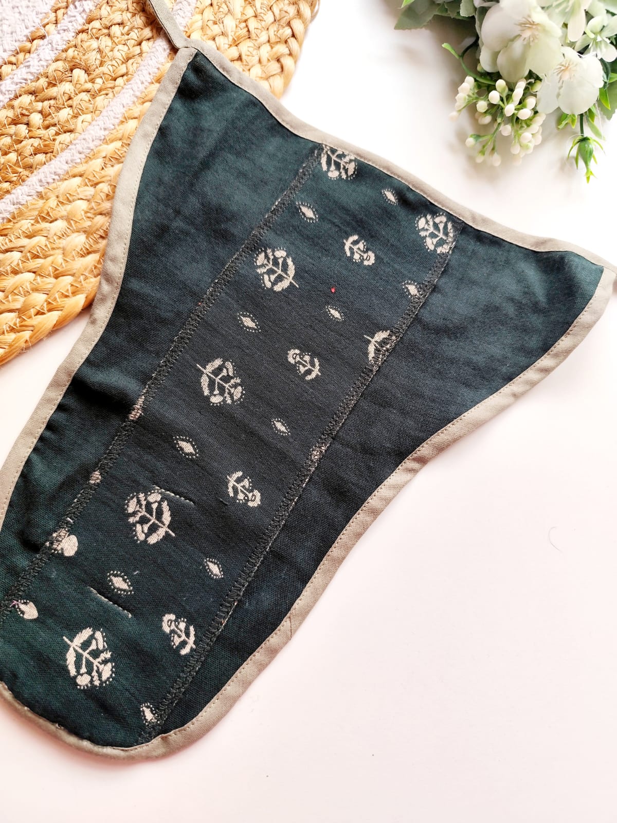 Muslin 3 Layered Nappies - Green Motifs