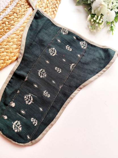 Muslin 3 Layered Nappies - Green Motifs
