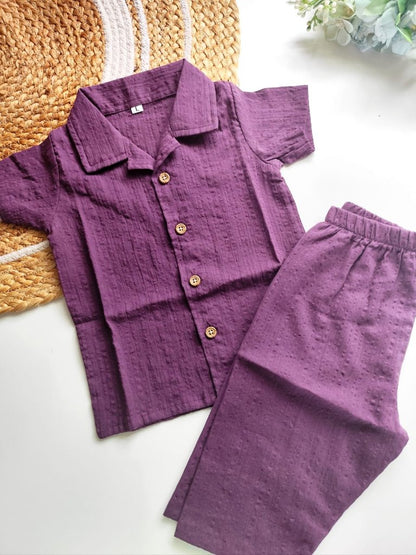 Cotton SeerSucker Co Ord Sets - Purple