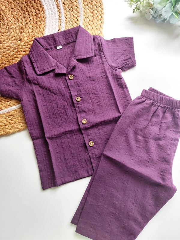 Cotton SeerSucker Co Ord Sets - Purple