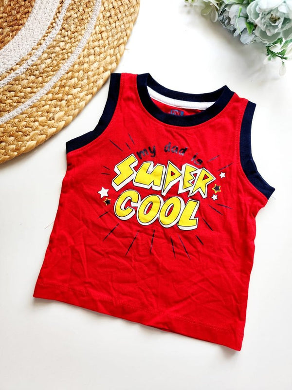 Kids Sleeveless Cotton Top - Super Cool Dad Print