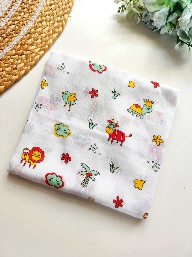 Muslin Bath Towels - Playful Jungle Animal Print