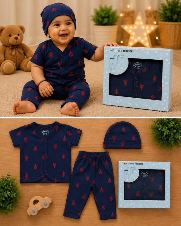 Navy Blue Lobster Print