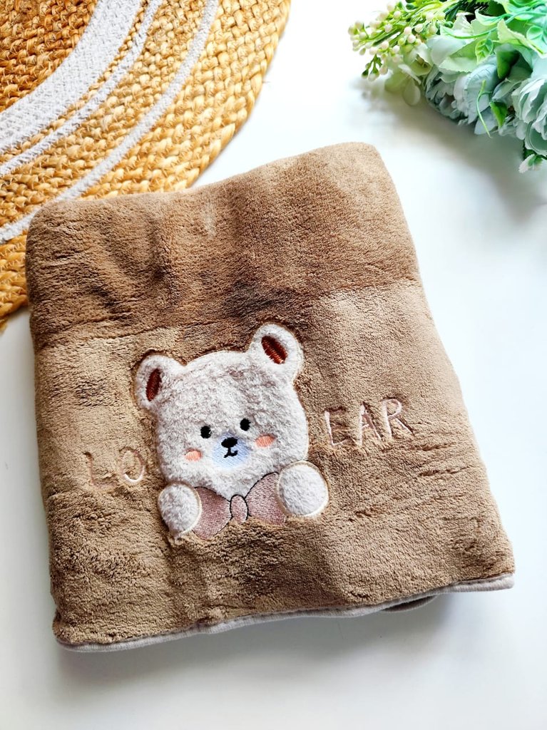 Bear Bath Towels(100*50) cm - Light Brown Cute Teddy Bear