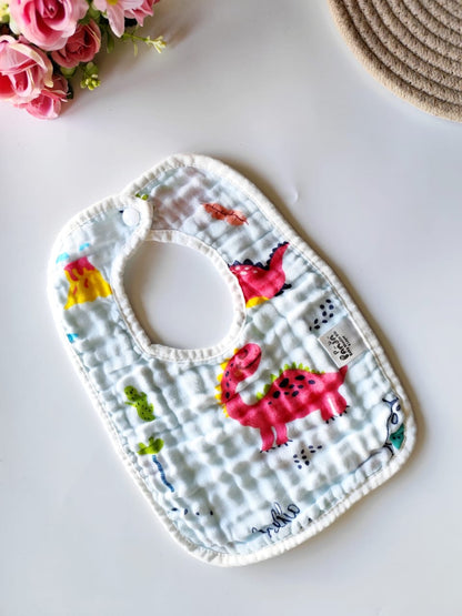 Muslin 6 Layered Crinkled Bib - Random Color/Print - Single pc
