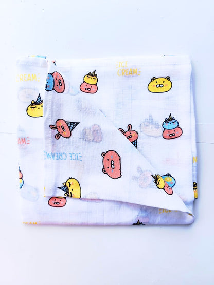 Muslin Bath Towels - Icecream Print (70*145 cm) image 1