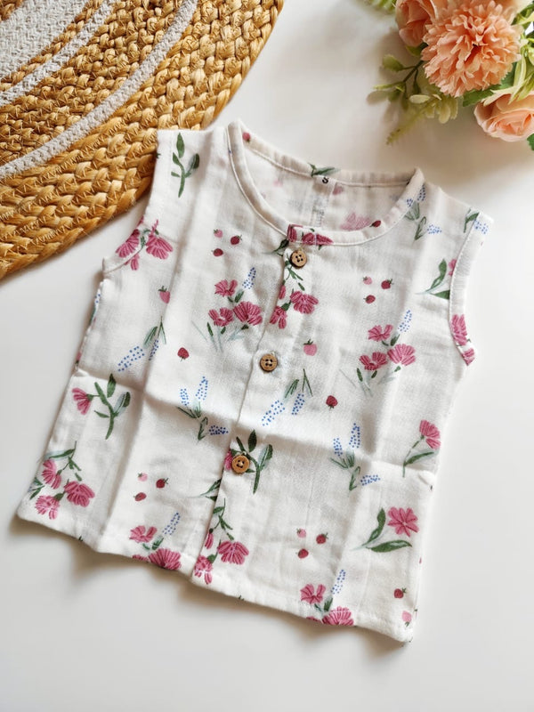 Muslin Jabla - Pink Floral