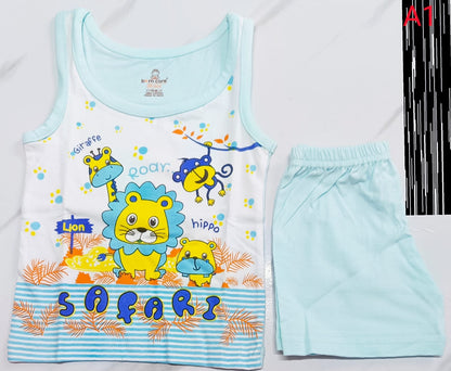 Cotton Jabla with Trouser Set - Animals Print - Blue, 6 - 12 M image