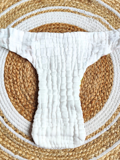 White Muslin Crinkled Nappy - 6 Layered - Single Piece (Random Print) image 6