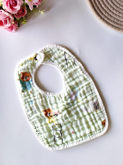 Muslin 6 Layered Crinkled Bib - Random Color/Print - Single pc