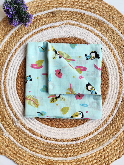 Muslin Colored Swaddle - Green Toucan Print image 0