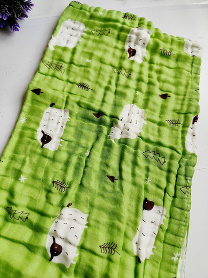 Muslin Colored Crinkled Bath Towel - Green Shade (50*100 cm) image 1