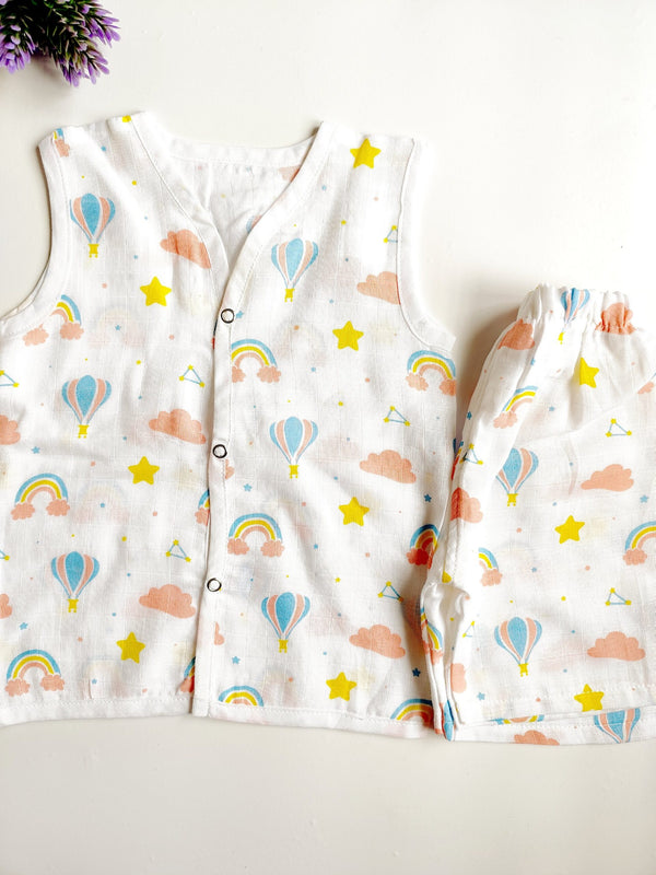 Muslin White Co-Ord Rainbow Print