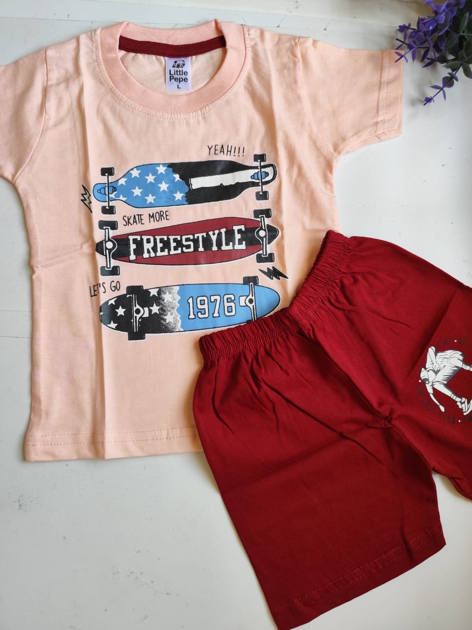 FreeStyle Print Top &amp; Bottom Set - Peach image 0