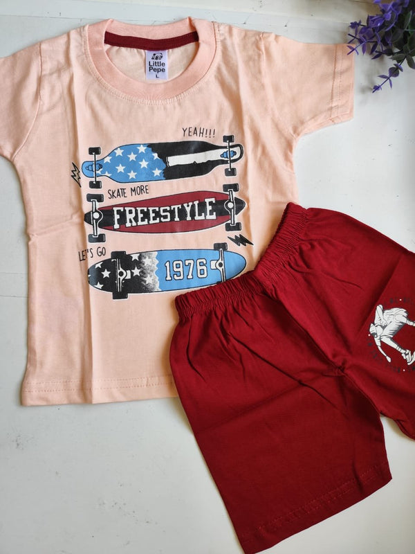 FreeStyle Print Top & Bottom Set - Peach