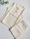 Muslin Unisex Sleeveless Co Ord Set - Cream image 0
