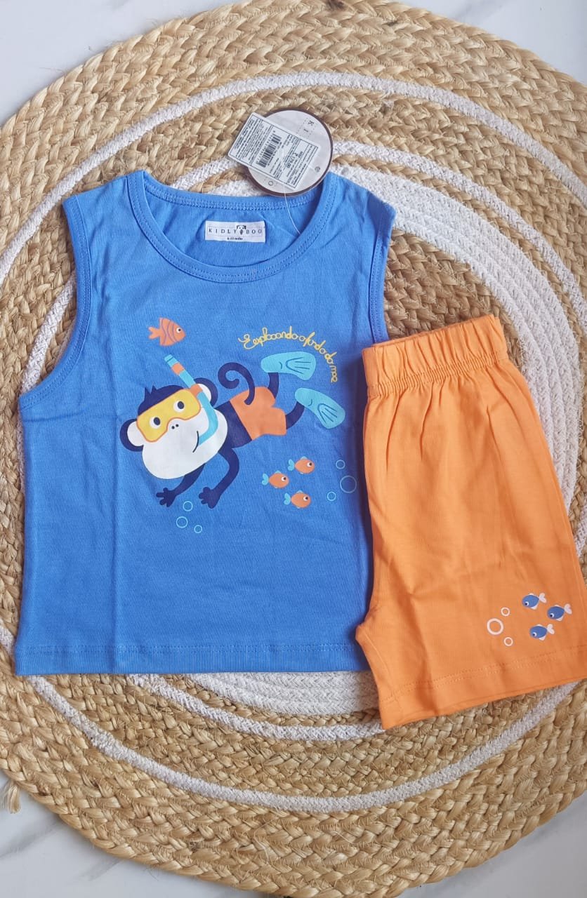 Boys Monkey Print Top & Bottom Set image 0