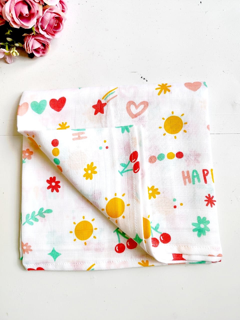 Muslin Bath Towels - Happy Print (70*145 cm) image 1